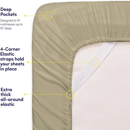 1500 Supreme Collection California King Sheet Sets Sage Green - Luxury Hotel Bed Sheets and Pillowcase Set for California King Mattress - Extra Soft, Elastic Corner Straps, Deep Pocket Sheets Sage