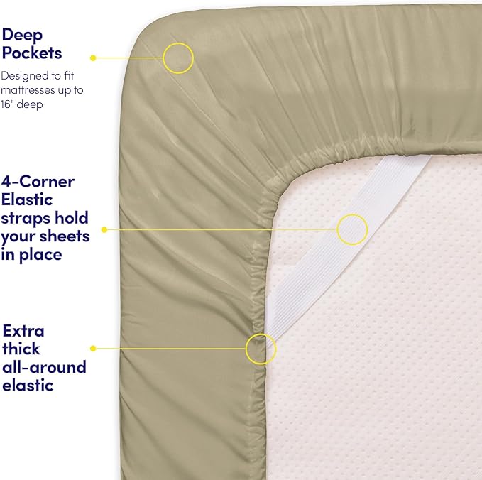 1500 Supreme Collection Twin Sheet Sets Sage Green - 3 Piece Bed Sheets and Pillowcase Set for Twin Mattress - Extra Soft, Elastic Corner Straps, Deep Pocket Sheets, Twin Sage Green