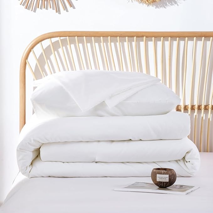 SDIII 3PCS White Full Size Comforter Set with 2 Pillowcases, Brushed Microfiber White Comforter Full Lightweight, All Season Soft Bedding Hotel Luxury