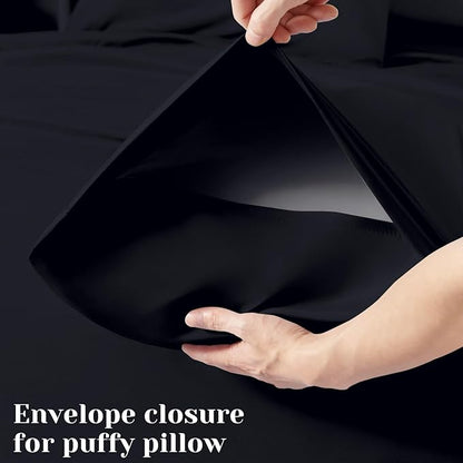 BYSURE 6 Pieces Bed Sheets Set(Queen, Black) - Hotel Luxury Super Soft 1800 Thread Count 100% Microfiber Sheets with Deep Pockets, Wrinkle & Fade Resistant