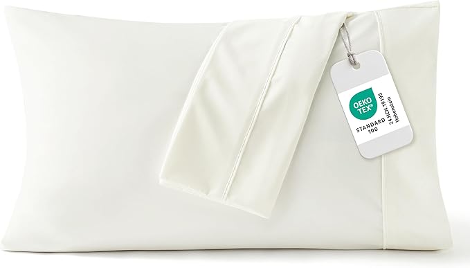 Bedsure King Size Pillow Cases Set of 2 - Ivory White Brushed Microfiber Pillowcases 2 Pack, Super Soft Pillow Case Cover with Envelope Closure for Kids, Wrinkle, Fade Resistant, 20x36 Inches