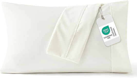 Bedsure Queen Pillow Cases Set of 2 - Ivory Brushed Microfiber Pillowcase 2 Pack, Super Soft Pillowcase, Cream Pillow Case Covers with Envelope Closure for Kids, Wrinkle, Fade Resistant, 20x30 Inches