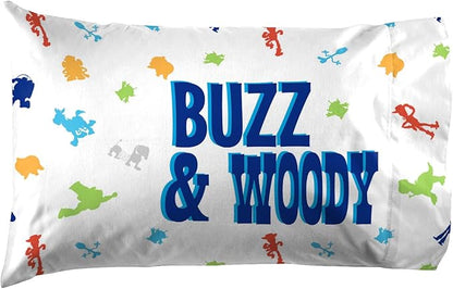 Jay Franco Disney Pixar Toy-Story You've Got A Friend in Me 1 Pack Pillowcase - Double-Sided Kids Super Soft Bedding Features Woody and Buzz Lightyear (Official Disney Pixar Product)