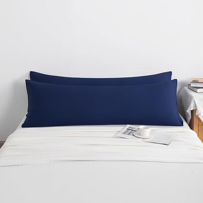NTBAY Body Pillow Cases Set of 2, 2 Pack Brushed Microfiber 20x54 Pillow Cases, Soft, Wrinkle, Fade, Stain Resistant Navy Blue Pillow Cases with Envelope Closure, 20x54 Inches, Navy Blue