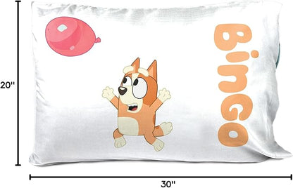 Jay Franco Bluey & Bingo 1 Single Reversible Pillowcase - Double-Sided Kids Super Soft Bedding (Official Bluey Product)