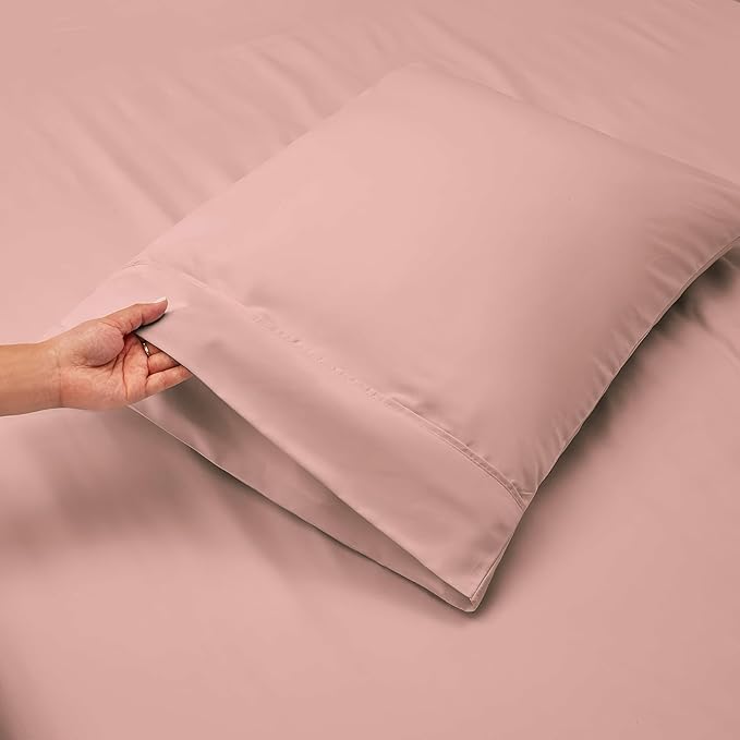 Nestl King Size Sheet Set, 4 Piece Extra Deep Pocket (18-24 inches), Microfiber, Hotel Luxury, Soft, Breathable, Wrinkle-Free, Easy to Care, Peach Beige
