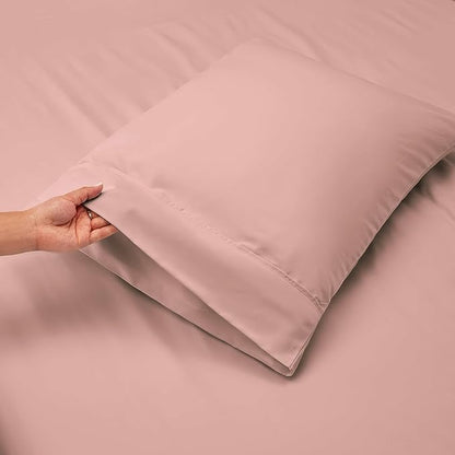 Nestl King Size Sheet Set, 4 Piece Extra Deep Pocket (18-24 inches), Microfiber, Hotel Luxury, Soft, Breathable, Wrinkle-Free, Easy to Care, Peach Beige