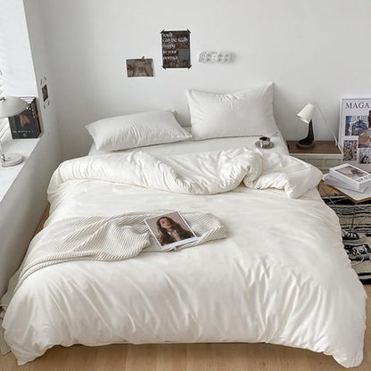 CLOTHKNOW White King Size Comforter Set 3Pcs White Bedding Comforter Sets Soft All Season Men Women Comforter Sets with 2 x Pillow Cases