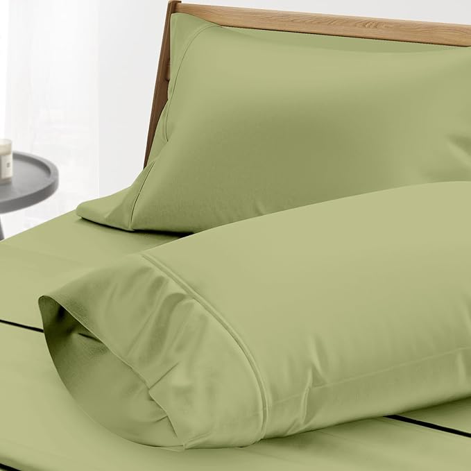 Thread Spread 100% Egyptian Cotton King Size Pillow Cases Set of 2 - Luxury 1000 Series Paradise Collection Pillow Cases King Size (Sage Green), Soft Cooling Hotel Egyptian Cotton Pillowcases