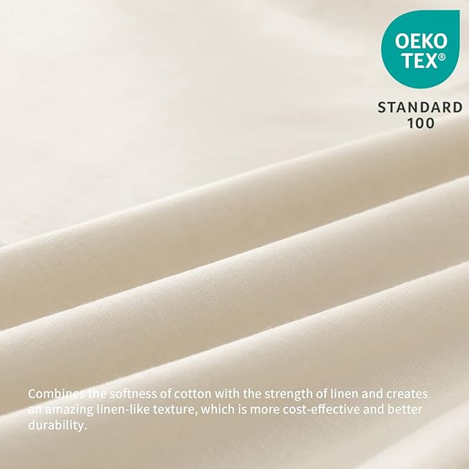 BISELINA French Linen Bed Skirt with Pleated Frills 14-Inch Tailored Drop Natural Flax Cotton Blend Dust Ruffle Soft Cozy Farmhouse Bedding (14" Full, Linen)