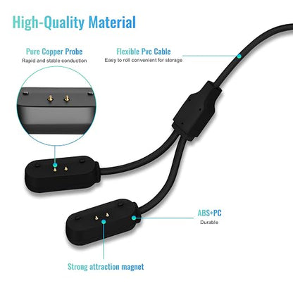 2-in-1 Portable Magnetic Quick Charge Cable | Anti-Lost Heavy-Duty | Replacement for Tractive Dog GPS Tracker | Travel-Friendly Compact USB Cord for Home & Outdoor (Black)
