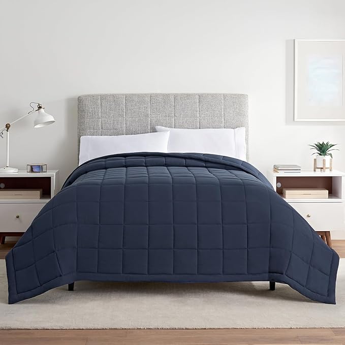 Serta Air Dry Down Alternative Bedding Blanket, Cooling and Breathable Performance Fabric, Twin, Indigo
