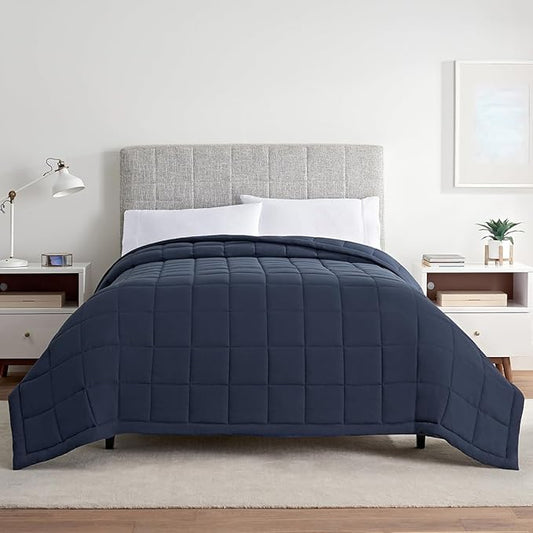 Serta Air Dry Down Alternative Bedding Blanket, Cooling and Breathable Performance Fabric, Twin, Indigo