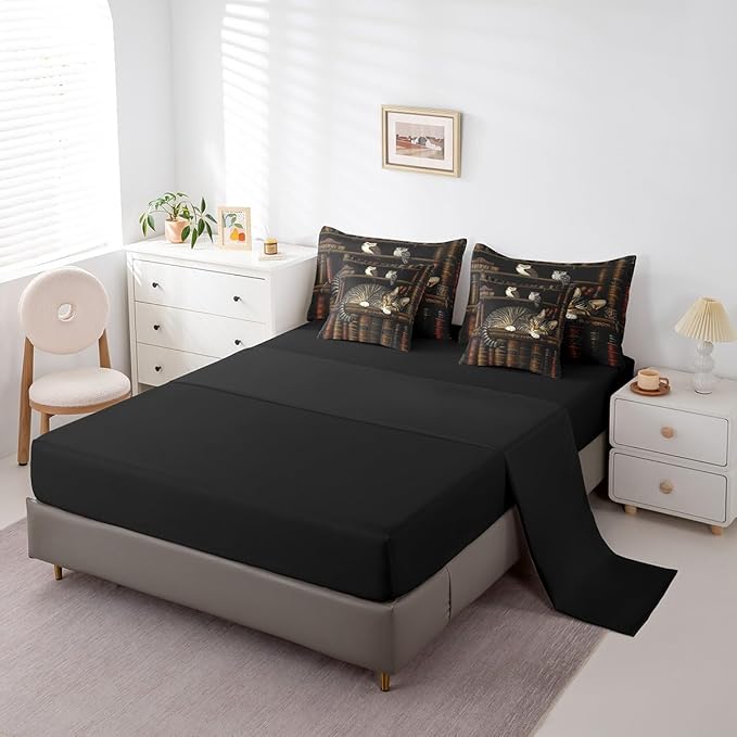 Feelyou Vintage Library Comforter Set 7 Pieces Twin Size Book Cat Bedding Set for Boys Girls Cute Bookshelf Bed in a Bag with Comforter, Sheets, Pillowcases & Cushion Covers