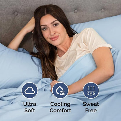 Full XL Bed Sheet - 4 Piece Full XL Bed Sheets Set - Soft, Breathable & Cooling - Hotel Luxury Bedding for Women, Men, Kids, Teens, Boys & Girls - Deep Pockets, Comfy, Fade & Wrinkle Free - Light Blue