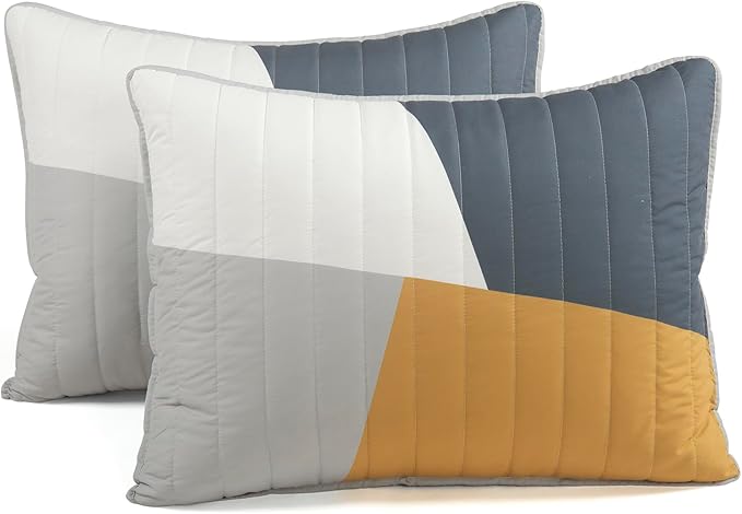 Lush Decor Modern Color Block Quilt King Size 3 Piece Set King/California King Multi - Bedding Set California King Quilt - Mid Century Modern Decor