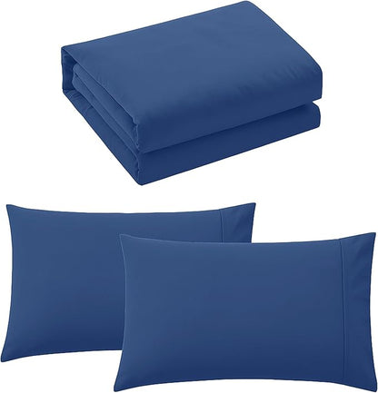 Pure Bedding Duvet Cover Full Size - 3 Pieces Extra Soft Bedding Set, Includes 1 Duvet Cover 80x90 Inches with Zipper Closure & 2 Pillow Shams, Comforter Not Included, Navy