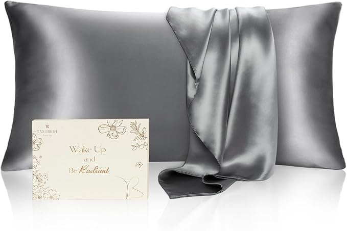 Yanibest Satin Pillowcase, King Size Pillow Cases Set of 2 - Silk Pillow Cases for Hair and Skin with Zipper, Silk Pillow Cases King for 20"x36", Exquisite Packaging for Women Men