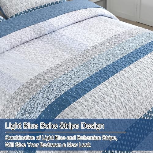 WONGS BEDDING Twin Quilt Bedding Set 2 Piece, Blue Bedspread Set