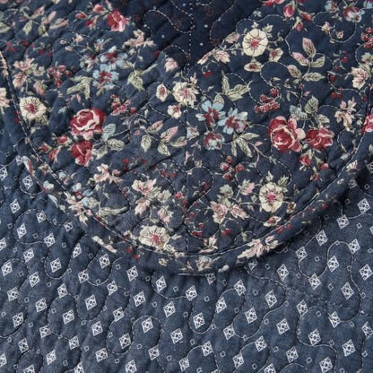 vctops Vintage Star Patchwork Cotton Bedspread Quilt Set (Navy,Queen)