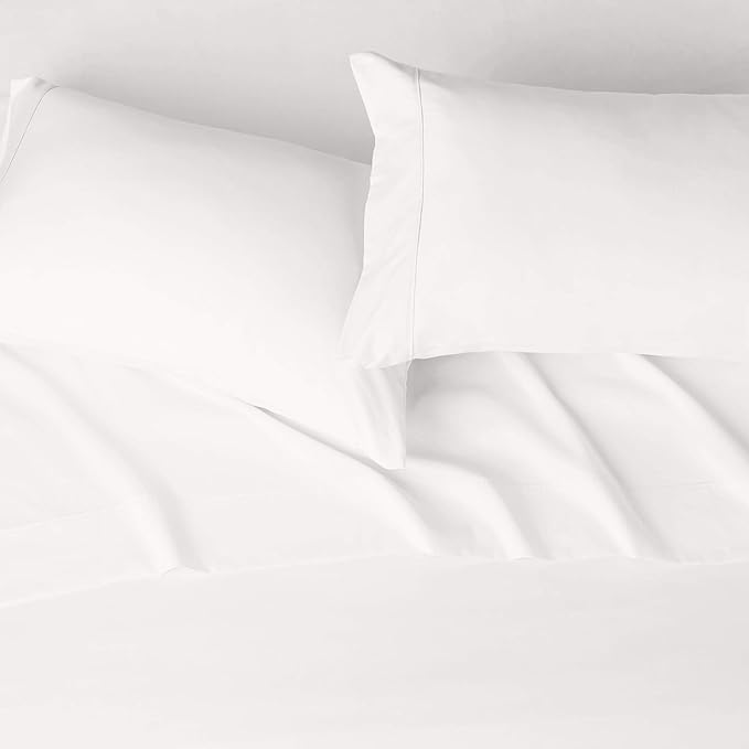 Amazon Basics Lightweight Super Soft Microfiber 4 Piece Sheet Set, Wrinkle Resistant, with 14-Inch Deep Pockets, Full, Cream, Solid