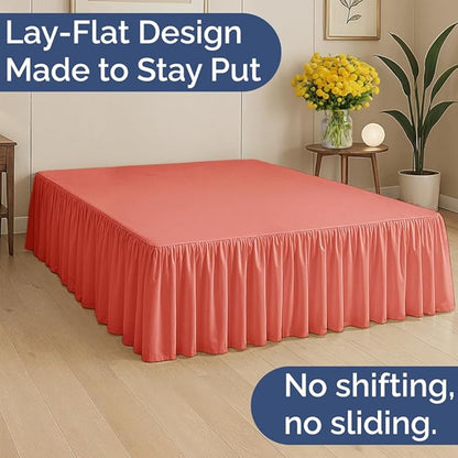 Bedskirt Twin Size Ruffle - 15 inch Drop Dust Ruffle Bed Skirt with Platform - Ultra-Soft, Easy Fit, Premium Hotel Quality - Wrinkle, Fade & Shrink Resistant - for Women, Men, Kids and Teens - Coral