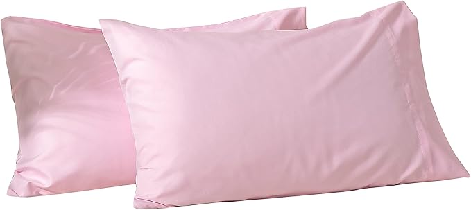 Evolive Ultra Soft Brushed Microfiber Standard Size 20"x30" Pillowcases Pair Set of 2 with Envelope Closure (20"x30" Standard, Pink)