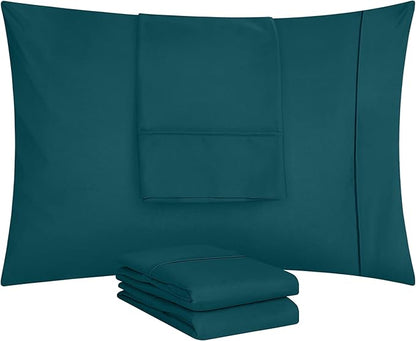 Utopia Bedding Queen Pillow Cases - 4 Pack - Envelope Closure - Soft Brushed Microfiber Fabric - Shrinkage and Fade Resistant Pillow Covers Queen Size 20 X 30 Inches (Queen, Teal)