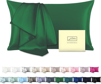 Mulberry Silk Pillowcase for Hair and Skin Pillow Case with Hidden Zipper Soft Breathable Smooth Cooling Silk Pillow Covers for Sleeping (Olive Green, King,1Pcs)