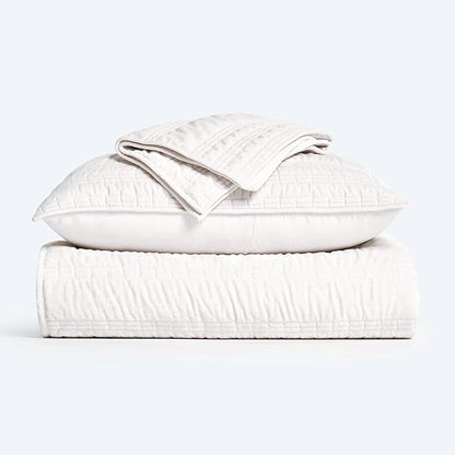 EVERGRACE Luxury Ruched Velvet Quilt Queen Size, Ultra Soft Bedspread Coverlet Set, Lightweight Velvet Comforter, Quilted Bedding Cover with 2 Matching Shams for All Season, Ivory White