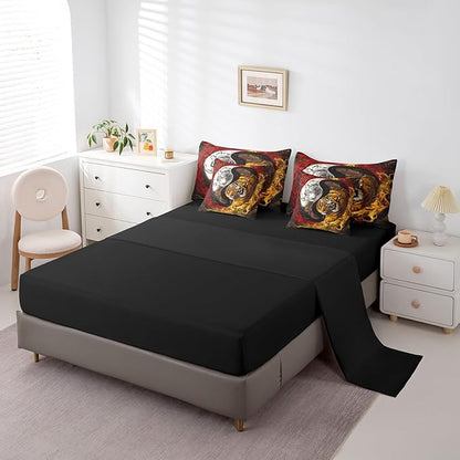 Feelyou Tiger Comforter Set 7 Pieces Queen Size Yin Yang Boho Trippy Bedding Set for Boys Girls Wildlife Bed in a Bag with Comforter, Sheets, Pillowcases & Cushion Covers