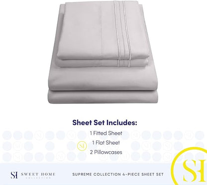 1800 Thread Count Sheet Set – Soft Egyptian Quality Brushed Microfiber Sheets – Luxury Bedding Set with Flat Sheet, Fitted Sheet, 2 Pillow Cases