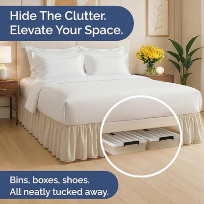 Bedskirt Twin Size Ruffle - 12 inch Drop Dust Ruffle Bed Skirt with Platform - Ultra-Soft, Easy Fit, Premium Hotel Quality - Wrinkle, Fade & Shrink Resistant - for Women, Men, Kids and Teens - Cream
