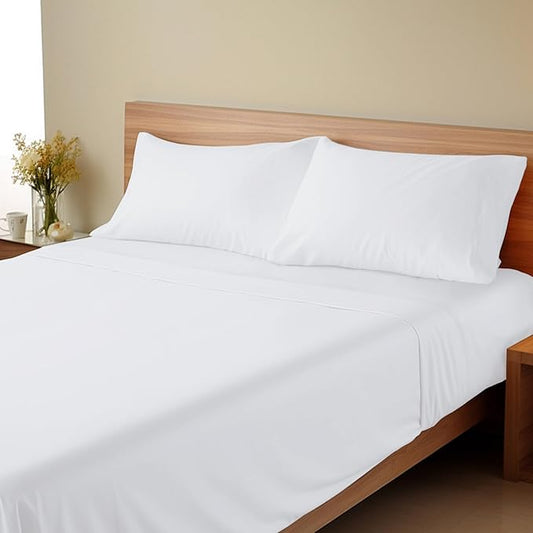 SPRINGSPIRIT Twin Sheets Set, 4 Piece Bed Sheets Set Deep Pockets, Super Soft, Breathable, White