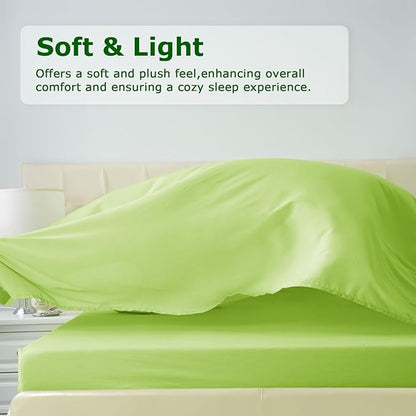 King Size Bed Sheet Set - 4 Piece Soft Microfiber Sheets with Deep Pockets, Cooling Technology, and Wrinkle-Free Pillowcase. Hotel-Quality, Durable Bedding, Sharp Green