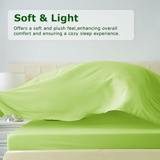 King Size Bed Sheet Set - 4 Piece Soft Microfiber Sheets with Deep Pockets, Cooling Technology, and Wrinkle-Free Pillowcase. Hotel-Quality, Durable Bedding, Sharp Green