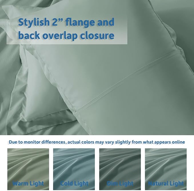 Nestl Sage Green Duvet Cover Queen Size - Soft Double Brushed Queen Duvet Cover Set, 3 Piece, with Button Closure, 1 Duvet Cover 90x90 inches and 2 Pillow Shams