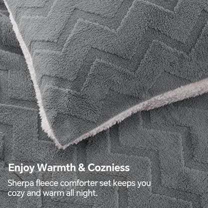 BEDELITE Fluffy Sherpa California King Comforter Set,Grey