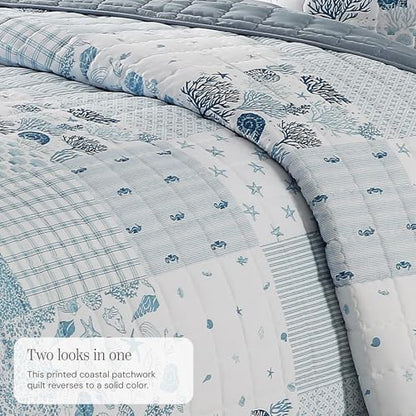 Twin/Twin XL Quilt Set-2 Pieces Soft Bedding Floral Patchwork Coverlet