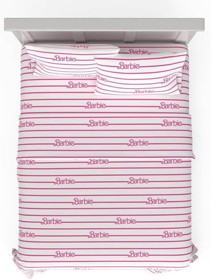 Collectibles Barbie Logo Bedding Super Soft Cozy Microfiber 4 Piece Full Sheet Set, (Officially Licensed Product) By Franco