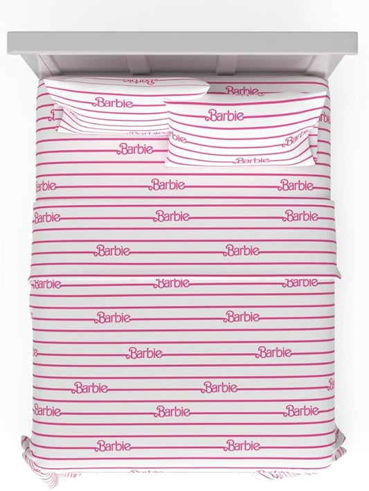 Collectibles Barbie Logo Bedding Super Soft Cozy Microfiber 4 Piece Full Sheet Set, (Officially Licensed Product) By Franco