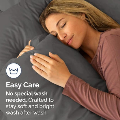 King Pillow Cases Set of 4 - Ultra Soft Hotel Quality Pillowcase Covers - Comfy, Cozy & Wrinkle Free - Shrinkage, Stain and Fade Resistant - Machine Washable Pillow Protectors - 4 Piece Set - Charcoal