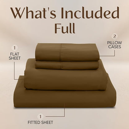 Utopia Bedding Full Size Sheet Set – 4 Piece Bed Sheets, Soft and Breathable Microfiber, Includes 1 Fitted Sheet, 1 Flat Sheet and 2 Pillowcases – Oeko Tex (Mocha)
