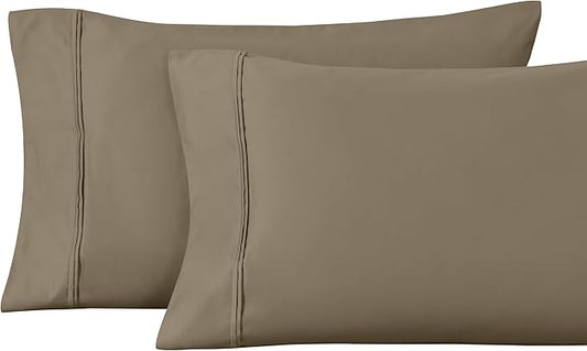 1200 Thread Count 100% Egyptian Cotton, Soft and Breathable, 2-Piece King Pillowcase Set Solid, Taupe