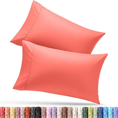 Utopia Bedding Queen Pillow Cases - 2 Pack - Envelope Closure - Soft Brushed Microfiber Fabric - Shrinkage and Fade Resistant Pillow Covers Queen Size 20 X 30 Inches (Queen, Coral)