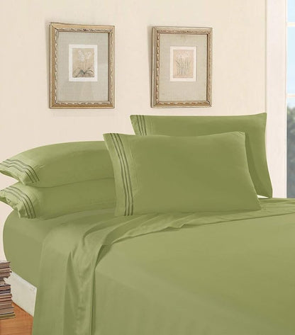 Elegant Comfort Luxury Soft 1500 Premier Egyptian 4-Piece Premium Hotel Quality Wrinkle Resistant Coziest Bedding Set, All Around Elastic Fitted Sheet, Deep Pocket up to 16inch, King, Sage/Green