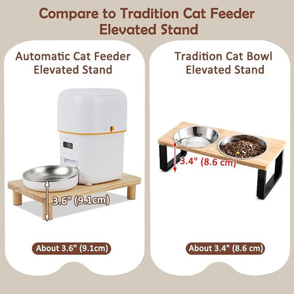 SZEE 2 Pcs Cat Food Stand, Elevated Pine Wood Cat Feeder Stand | Raises Feeder/Bowl by 2 3/8", for Dual-Bowl Automatic Cat Feeder Stand & Bowls