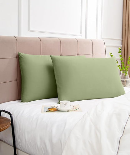 Warmstar Cotton Pillow Cases King Size Set of 2, 600 Thread Count Pillowcases 20x36 Inches, Soft Long Staple Cotton Pillowcases Breathable with Envelope Closure,Sage Green