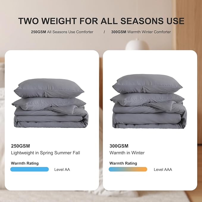 COTTEBED Ultra-Soft Gray Comforter Sets Queen Full Sized Bedding - All Season Lightweight Fuzzy Fluffy Modern Washed Polycotton Microfiber - 1 Bed Down Comforters &2 Pillowsham (Queen/Full,Dark Grey)