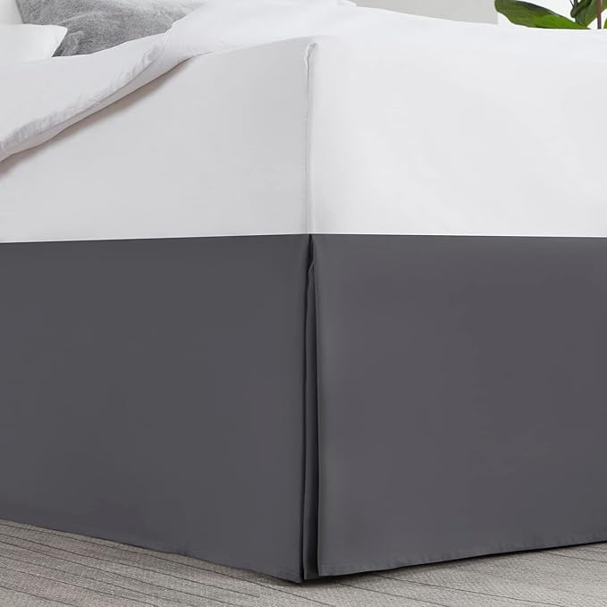 Nestl Dark Gray Bed Skirt Queen Size - 14 Inch Drop - Brushed Microfiber Hotel Quality Pleated Bed Skirt - Shrinkage & Fade Resistant